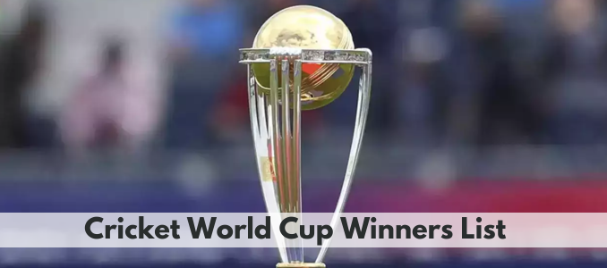 ODI Cricket World Cup Winners List